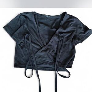 SHEIN Black Wrap Crop Top